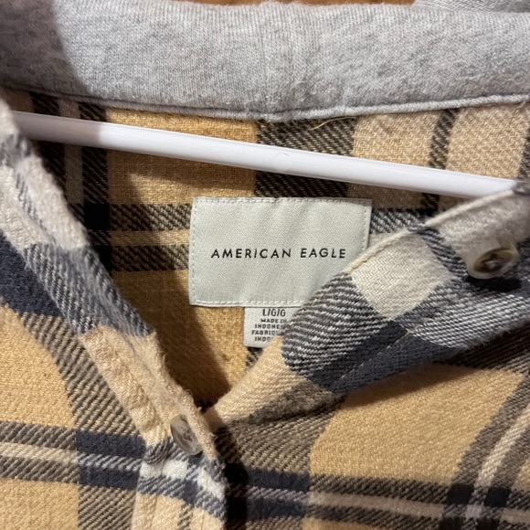American Eagle Outfitters Tan and Black Plaid Shirt - Picture 3 of 3